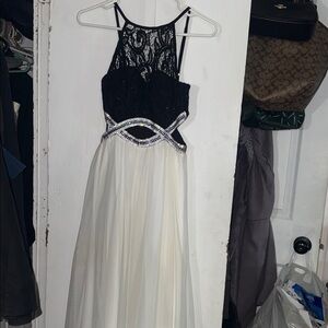 Elegant Black and White Lace Dress